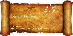 Lencs Ferenc névjegykártya